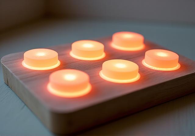Electronic wooden audio puzzle with light-up buttons